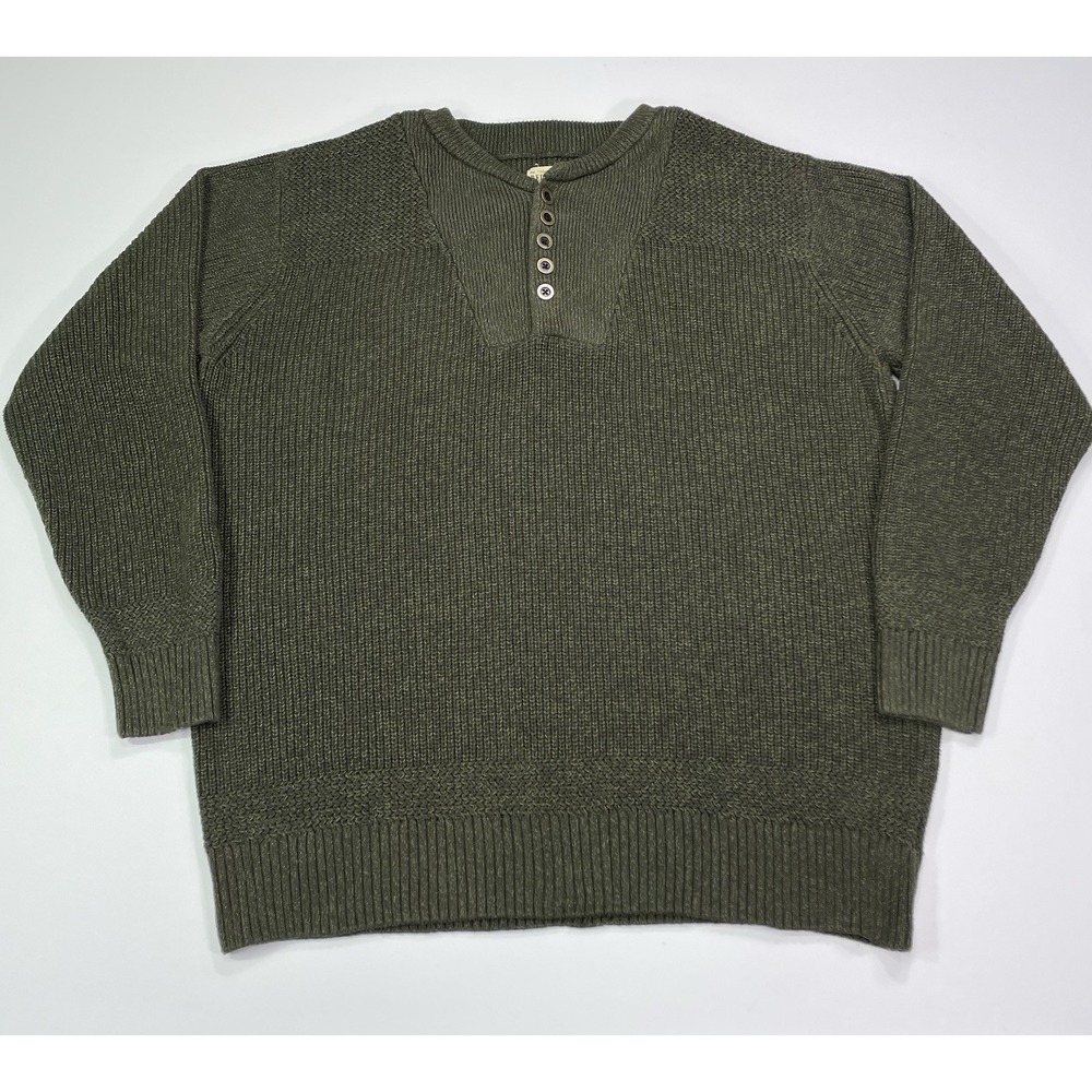 Red Head Sweater Men's 4XL Knit Henley Crew Neck Long Sleeve Green Heavy